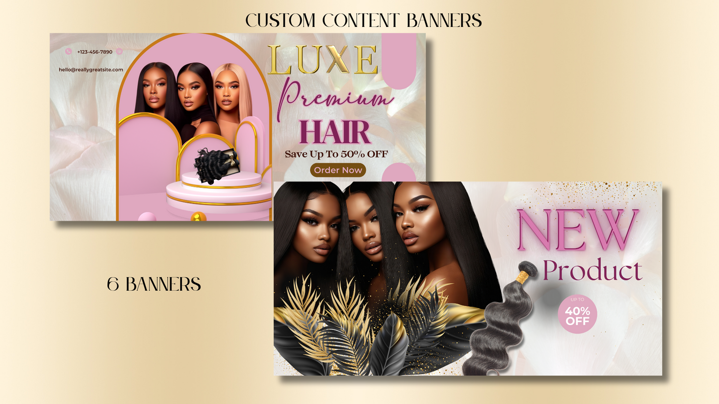 SIX LUXE PREMIUM HAIR/BEAUTY/FASHION BANNERS