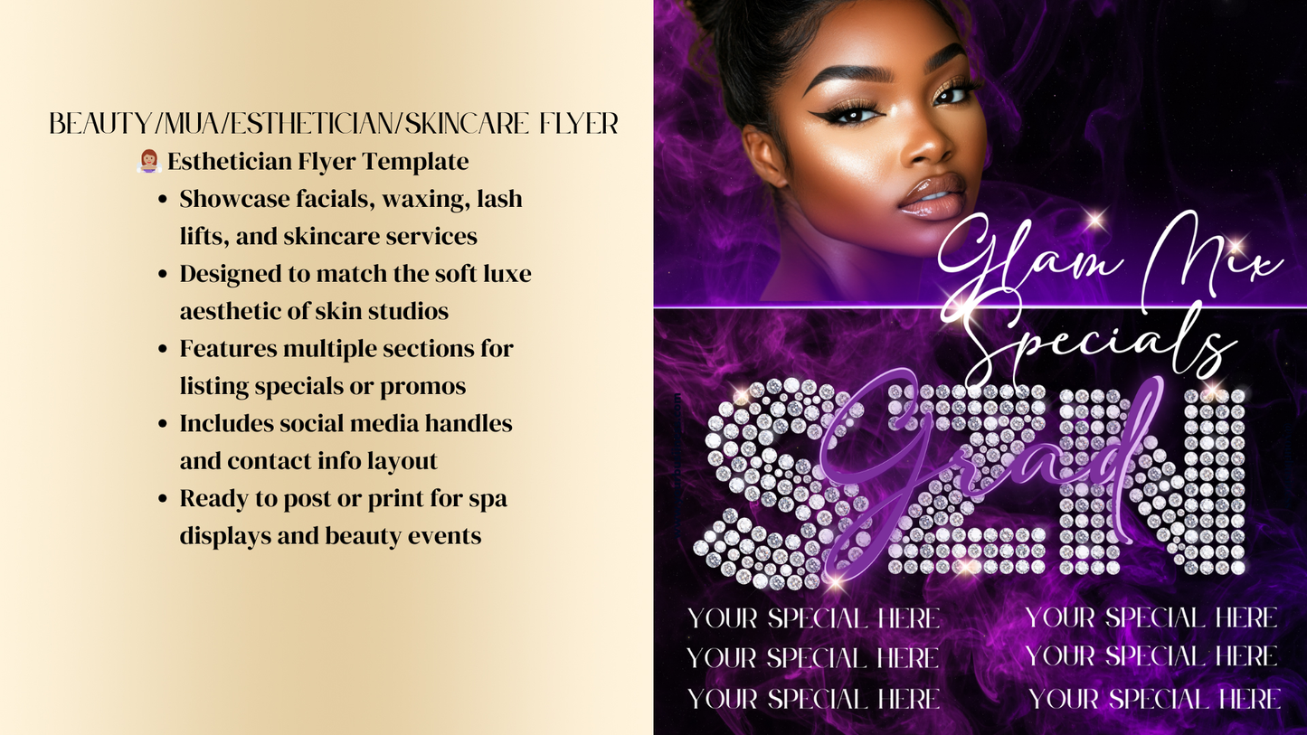Premium Flyer's Beauty & Glampreneur Flyers – Editable in Canva