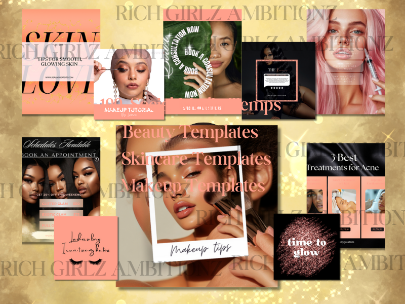 100 Social Media Canva Templates for Beauty, Makeup, Esthetician & Spa Brands