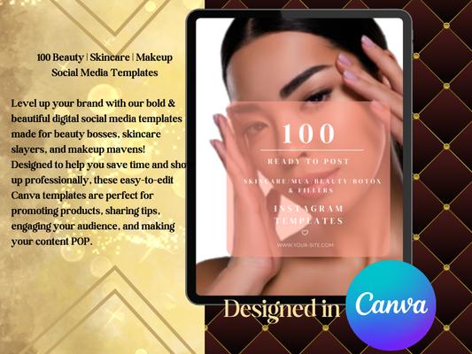 100 Social Media Canva Templates for  Beauty, Makeup, Esthetician & Spa Brands