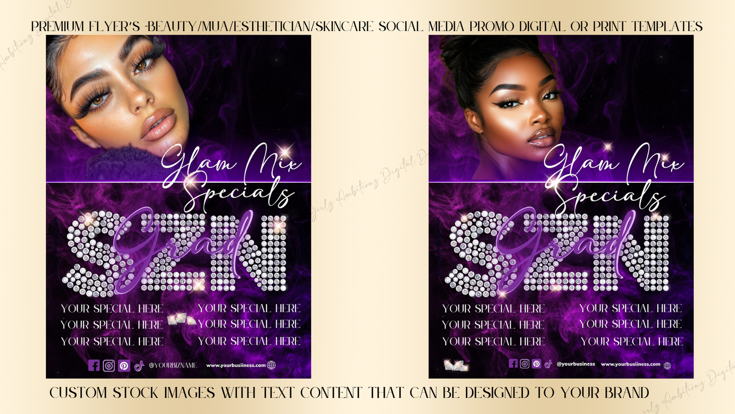 Premium Flyer's Beauty & Glampreneur Flyers – Editable in Canva