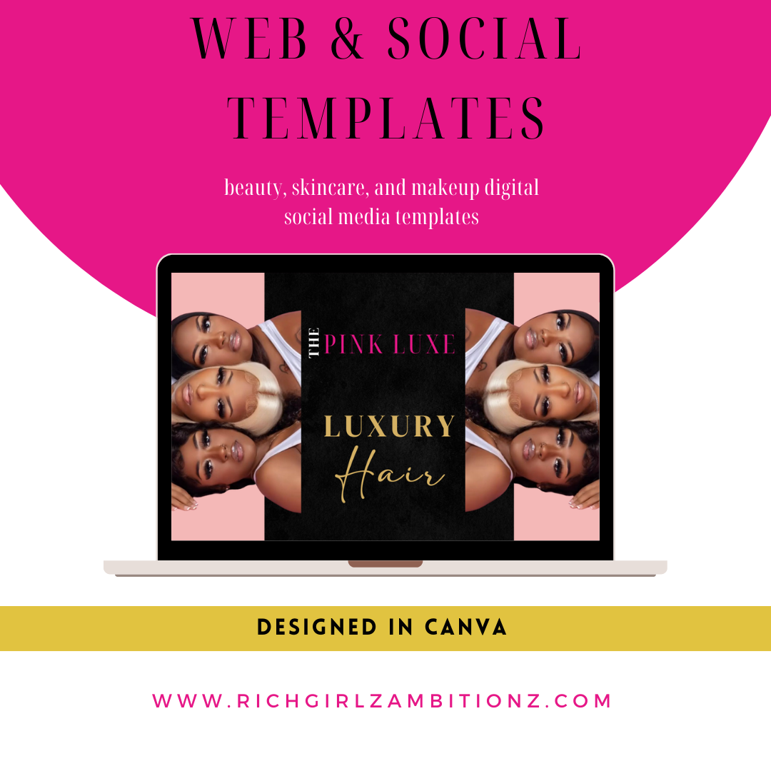 PINK LUXXE BEAUTY-SKINCARE-HAIR- WEB & SOCIAL MEDIA TEMPLATES