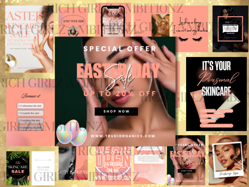 100 Social Media Canva Templates for  Beauty, Makeup, Esthetician & Spa Brands